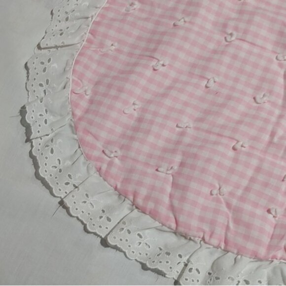Vintage Care Bears Cheer Bear Applique Pink Gingham Lace Trim Baby Blanket - Picture 3 of 5